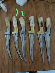 Mango de asta de ciervo de madera Original hecho a mano de primera calidad mejor acero de Damasco de alto carbono supervivencia al aire libre caza Camping cuchillos - Product Image 6