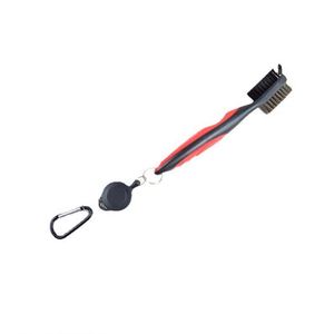 Brosse de golf légère et élégante personnalisée et nettoyeur de rainures de clubs avec mousqueton en aluminium rétractable à fermeture éclair - Product Image 2