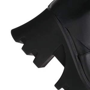 Women's Autumn Winter Knee-High Boots with Muffin Thick Bottom High Heel Western Style Knight Chimney Zip Closure High Boots - Product Image 5