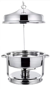 Bảng Top tự chọn thực phẩm ấm hơn vàng treo Dome shafing món ăn sang trọng vòng có bản lề Nắp Brass chaffing món ăn với nhiên liệu - Product Image 5