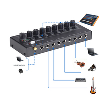 BHA MX800USB Mixeur/Convertisseur 8 Canaux avec Signal Audio Multi-Entrées pour Instruments de Musique et Guitares - Prix de Gros & OEM