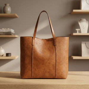 Pochette pour femme en cuir véritable marron, bandoulière/croisé, fermeture éclair, grande capacité, imperméable, légère - Product Image 1