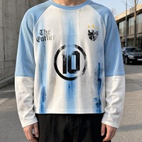 T-shirt Yingling en coton double couche, style streetwear, color-block, manches raglan, imprimé DTG, coupe ample, graphique personnalisé, OEM ODM