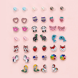 <b>Blue</b> Animal <b>Stud</b> <b>Earrings</b> 20 Pairs Butterfly Design Alloy Plated Fashion Jewelry Set For Women Girls Summer 2022 - Product Image 2