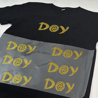 Prêt à appuyer sur Logo personnalisé en gros DTF étiquette argent or paillettes poudre transferts de chaleur pour T-shirts