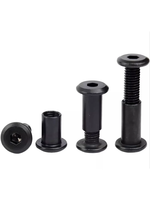 Vis Chicago M6x16mm noires à tête hexagonale, jeu d'écrous mâle et femelle pour meubles