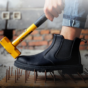 Botas de seguridad de construcción para hombres, botas de seguridad de marca de buena calidad, zapatos de trabajo negros, botas estilo de seguridad Chelsea - Product Image 3