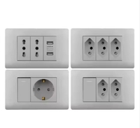 Enchufe de interruptor de pared de Panel de ordenador oculto de 15A de alta calidad estándar americano al por mayor 1 2 3 4 grupo 3 enchufe doméstico de 5 pines