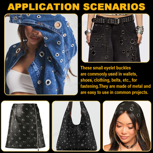 Œillets métalliques avec rondelles Or/Argent/Noir/Rouge/Rose, Kit de pose manuel pour cuir, ceintures, chaussures et artisanat - Product Image 6