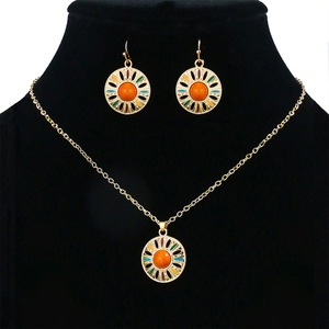Ensemble de bijoux bohèmes géométriques, collier et boucles d'oreilles en alliage avec pierres en zircon pour femmes, mode soirée - Product Image 5