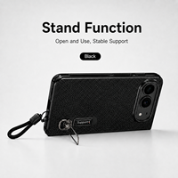 Étui pour iPhone 18 pliable avec dragonne, fonction béquille, protection d'écran avant intégrée et coque arrière texturée fine
