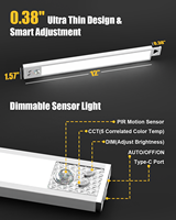 Lampu Kabinet Tangga LED Modern dengan Sensor Gerak PIR, Pengisian Daya Tipe-C, Pemasangan Magnetik, Konstruksi Aluminium, Tinggi