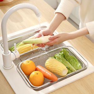 Qiwang Stainless Steel Sink Drain <b>Basket</b> Extendable Vegetable Washing Rack Multi Functional Dish Chopstick Drainer - Product Image 2