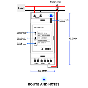 JSY-MK-1039 Monitor daya listrik kWh pintar fase tunggal rel tegangan arus 35mm Din meteran surya pencatat <span class=keywords><strong>Data</strong></span> Modbus - Product Image 5