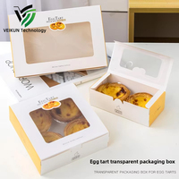 Boîte à tartelettes esthétique VEIKUN avec fenêtre, logo personnalisé, en carton blanc rectangulaire, emballage alimentaire biodégradable pour pâtisserie, gâteaux et petits gâteaux