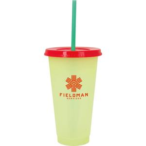 Bicchieri in Plastica Riutilizzabili da 24 oz con Cambio Colore, Coperchio e Cannuccia, Economici all'Ingrosso - Product Image 6