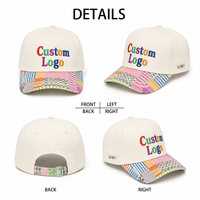Casquette de baseball OEM à visière patchwork, certifiée CE, motif coloré, visière incurvée, 6 panneaux, en coton, style Dandy