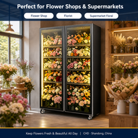 Réfrigérateur commercial vertical pour fleurs fraîches, vitrine de fleuriste avec étagères réglables, vente chaude
