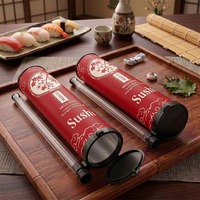 Boîte cylindrique en carton alimentaire de qualité supérieure pour la vente en gros, emballage jetable pour sushis gastronomiques avec couvercle transparent