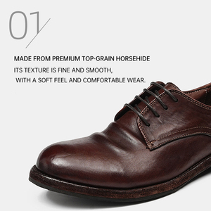 Chaussures pour hommes en cuir de cheval, fabriquées sur mesure, artisanales, style business décontracté, à lacets, avec semelle Goodyear, imperméables, respirantes, confortables, printemps-automne - Product Image 2