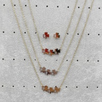 Ensemble de bijoux en acier inoxydable plaqué or 18 carats pour femmes trèfle collier boucles d'oreilles pour anniversaire Zircon fêtes principales cadeaux