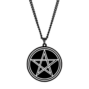 Stella soprannaturale HLSS672 pentagramma pentacolo Wicca pagana gioielli AGLA Kabbalah ruota della fortuna in acciaio inox ciondolo collana - Product Image 6