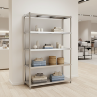 Étagère de cuisine commerciale en acier inoxydable perforé à 5 niveaux, robuste, réglable, résistante à la corrosion, autoportante, capacité de charge de 300 kg/m