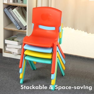 Modern Design Plastic Square <b>Stool</b> Multiple Colors Stackable Solid <b>Back</b> Foam Filled Kids Chair for Home and Bedroom Use - Product Image 4