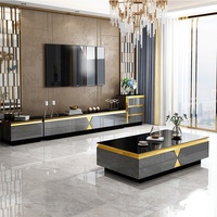 Karois — table basse en verre plaqué or, simple et moderne, de luxe, en acier inoxydable, avec MDF, C2032