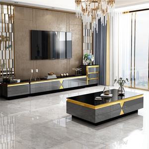 Karois — table basse en verre plaqué or, simple et moderne, de luxe, en acier inoxydable, avec MDF, <span class=keywords><strong>C2032</strong></span> - Product Image 2