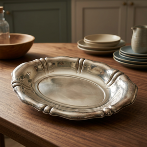 Assiettes et plats ovales en laiton de qualité alimentaire pour la restauration, fournitures hôtelières et de table, vaisselle de service en argent pour la présentation des aliments - Product Image 1