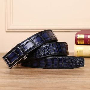 Nouvelle <span class=keywords><strong>ceinture</strong></span> en cuir de vachette à motif croco vieilli <span class=keywords><strong>pour</strong></span> homme, avec boucle automatique en alliage, style décontracté et professionnel - Product Image 2