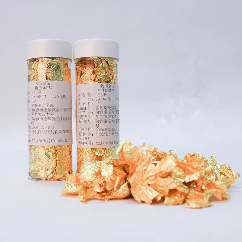 2g altın/gümüş folyo İmitasyon altın toz altın folyo Flakes yaprak zanaat sınıf kağıt kek gıda dekorasyon malzemeleri
