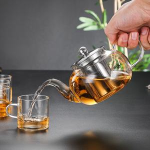 Teiera in Vetro Borosilicato Alto, Lavabile in Lavastoviglie, Resistente al Fuoco e al Calore, <span class=keywords><strong>con</strong></span> <span class=keywords><strong>Infusore</strong></span> in Acciaio Inossidabile - Product Image 2
