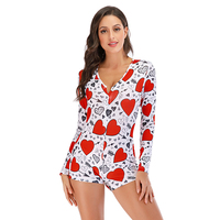Macacão de manga longa com logo, design personalizado, decote em v, pijama de dormir adulto, onesie para mulheres