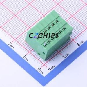 JL141R-25406GA1 Spring Terminal Block Bent Lead Through Hole,P=2.54mm Connector 1x6P 2.54mm Green Right Angle Insert - Product Image 2