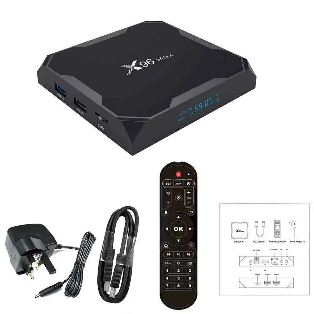 X96 Max + Amlogic S905X3 X3 4K 10 4G32G Quad Core Caixa de TV Android Inteligente TV Set Top Box caixa