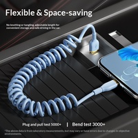 Kabel Data Silikon Retractable Spring 66W Pengisian Cepat Dual Type-C untuk Penggunaan Mobil CarPlay