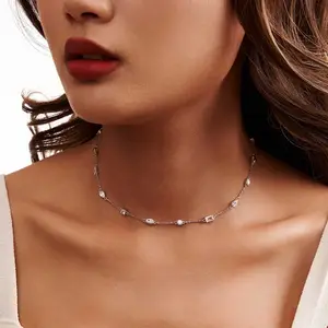 RINNTIN BQN02 collana da donna in oro tornito 14k placcato e zirconi 925 in argento Sterling Choker collana gioielli raffinati