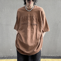 T-shirt unisexe ample à manches courtes, style rétro, effet vieilli, gaufré, pour homme, mode streetwear estivale, personnalisable OEM