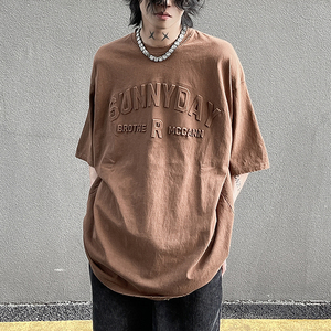 T-shirt unisexe rétro délavé et gaufré à manches courtes pour homme, style streetwear estival - Product Image 3