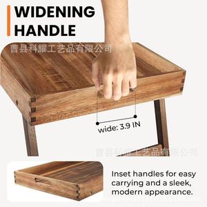 Keyao <b>Foldable</b> Wooden Bedside <b>Table</b> <b>With</b> <b>Legs</b> Convertible Tray For Breakfast Tea Dessert Solid Wood Multi Purpose - Product Image 3