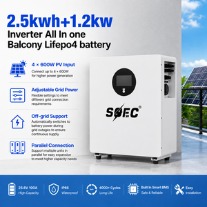 2.5kWh Balcony Solar <b>Battery</b> 6000 Cycles Home Solar System with 1.2kW WiFi Monitoring and Off-Grid <b>Backup</b> - Product Image 1