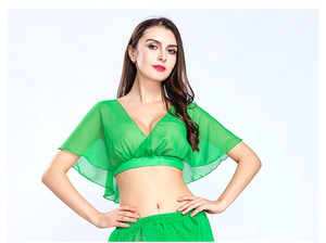 Nouveau débardeur sexy et exotique à manches courtes et col en V pour filles, idéal pour l'entraînement <span class=keywords><strong>de</strong></span> <span class=keywords><strong>danse</strong></span> <span class=keywords><strong>orientale</strong></span> 2025 - Product Image 6