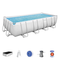 Bestway 56670 4.88m X 2.44m X 1.22m Chine Rectangulaire Cadre Métallique Hors Sol Piscine Familiale Cour Piscine Avec Échelle