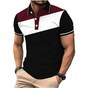 Polo de golf d'été personnalisé de haute qualité, à manches courtes, décontracté, <span class=keywords><strong>patchwork</strong></span> rayé, anti-plis - Product Image 4