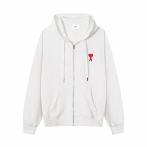 Felpa con Cappuccio AMI per Uomo, Alta Qualità in Puro Cotone, Modello Unisex con Zip, Pullover Sportivo con Cerniera - Product Image 5