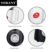 Sokany 2 en 1 mélangeur mélangeur multifonction professionnel 1.6L grande capacité avec tasse à café mélangeur multi-usages