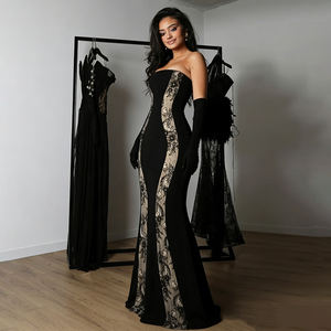 Vestido Tubo Elegante de Moda para Mujer, con Encaje, Estampado, sin Tirantes, con Mangas Desmontables, Ajustado, para Fiesta o Noche - Product Image 4