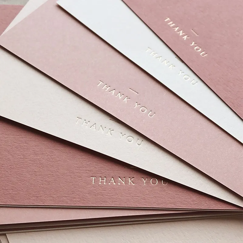 Recycelte benutzer definierte Visitenkarte Rose Pink geprägtes bedrucktes Papier Dankes karte Gruß karte mit Envolpe